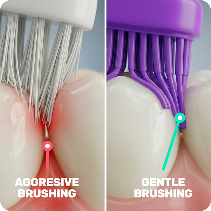 Aggressive brushing creates the opposite effect